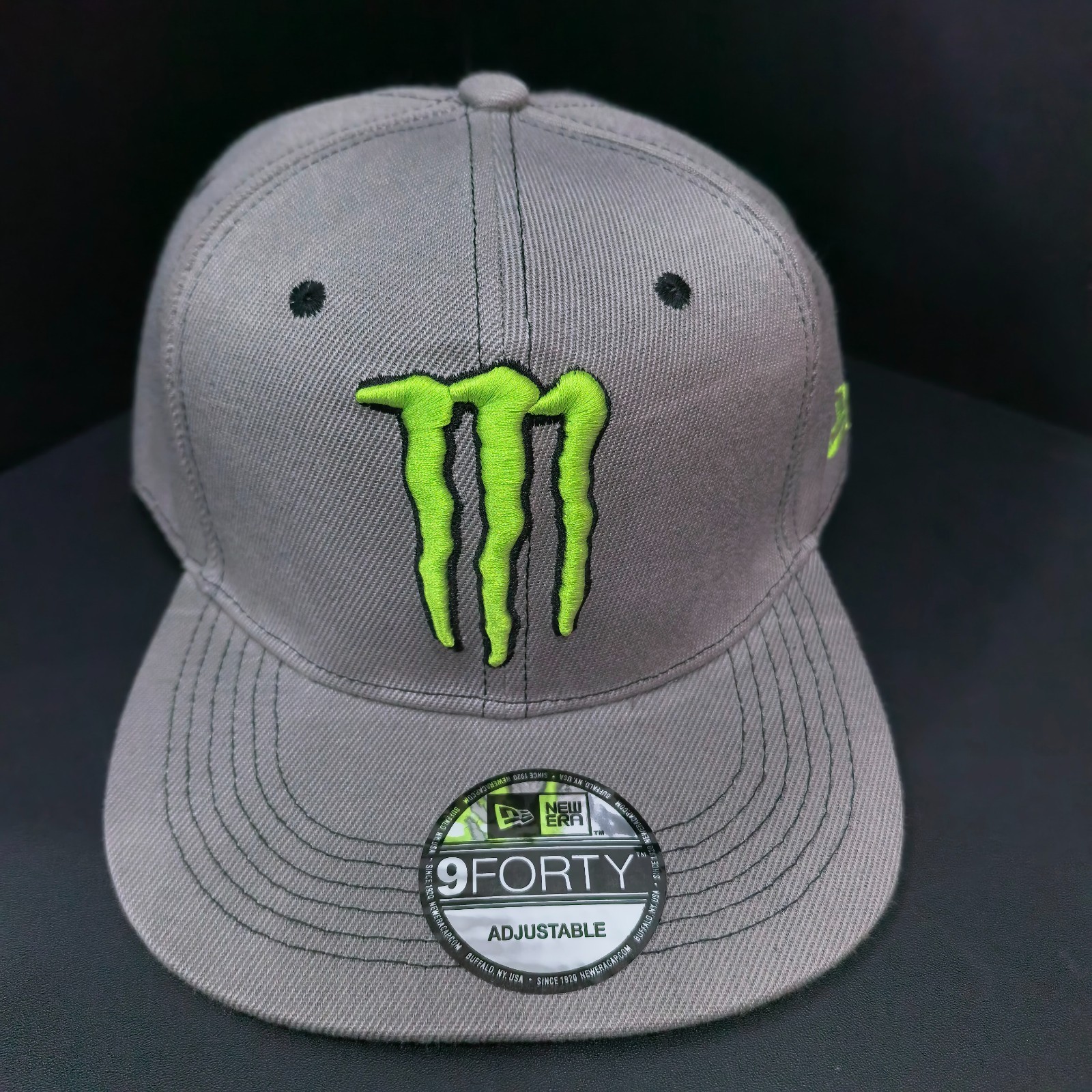 Monster Energy Outdoor Casual Gray Flat-Brim Cap with Embroidered Logo