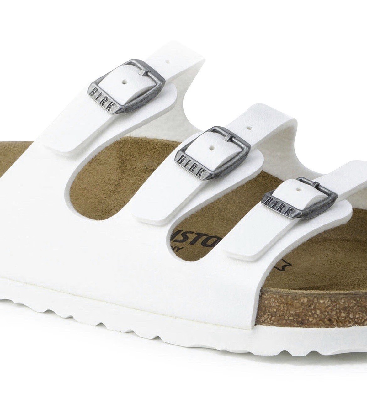 Birkenstock White Florida 3-Strap Buckle Slide Sandals Narrow Fit EU 39 US 8-8.5