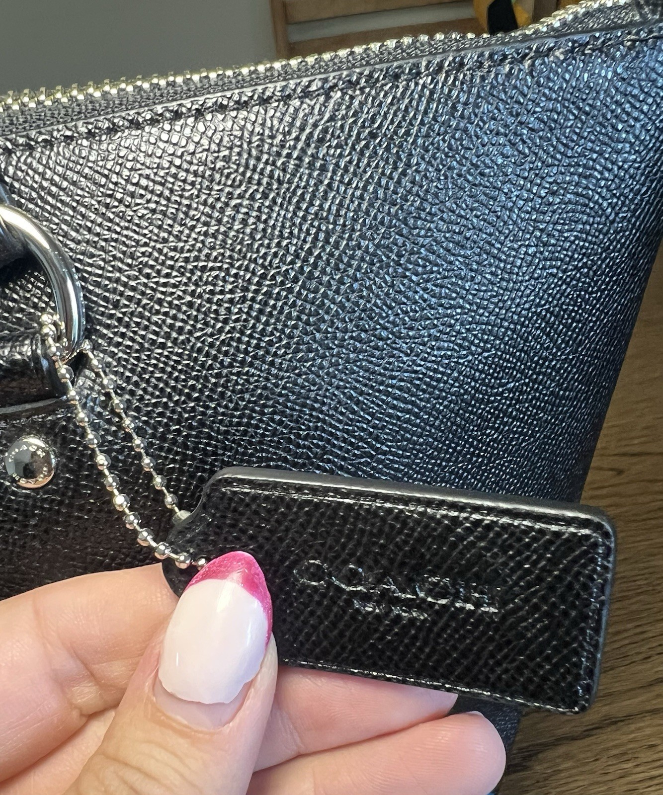 Coach Gallery Tote Bag in Black Cross Grain Leather with Silver Hardware
