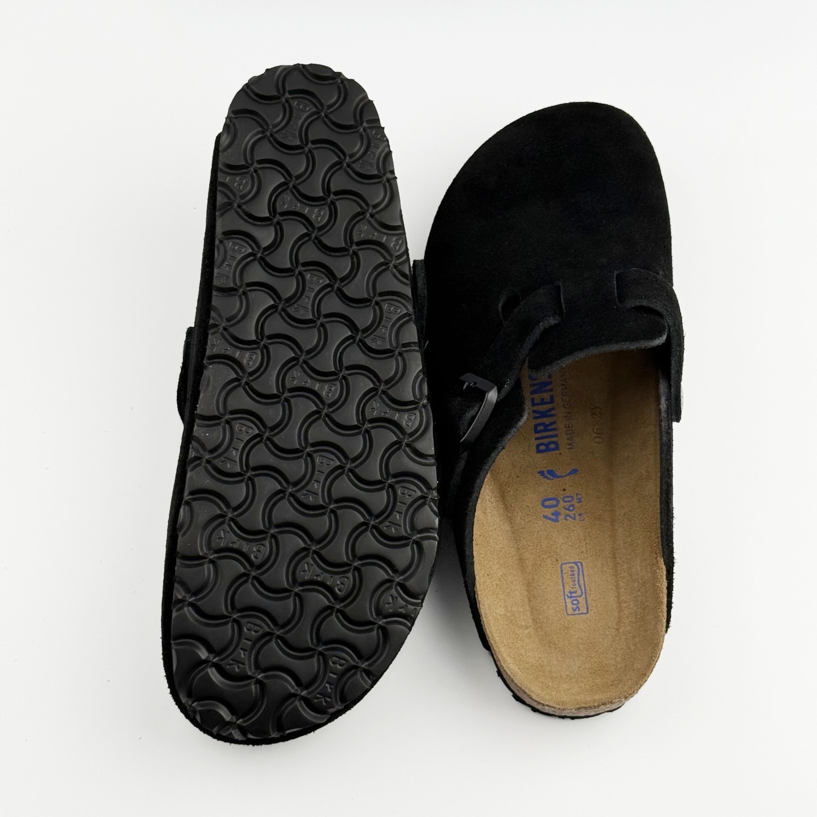 Birkenstock Boston Black Suede Leather Soft Footbed Clog Men and Women’s Shoes