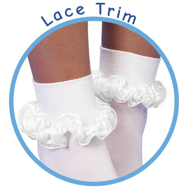 Jefferies Socks Girls Seamless Fancy Tutu Ruffle Lace Nylon Turn Cuff Socks 2PK