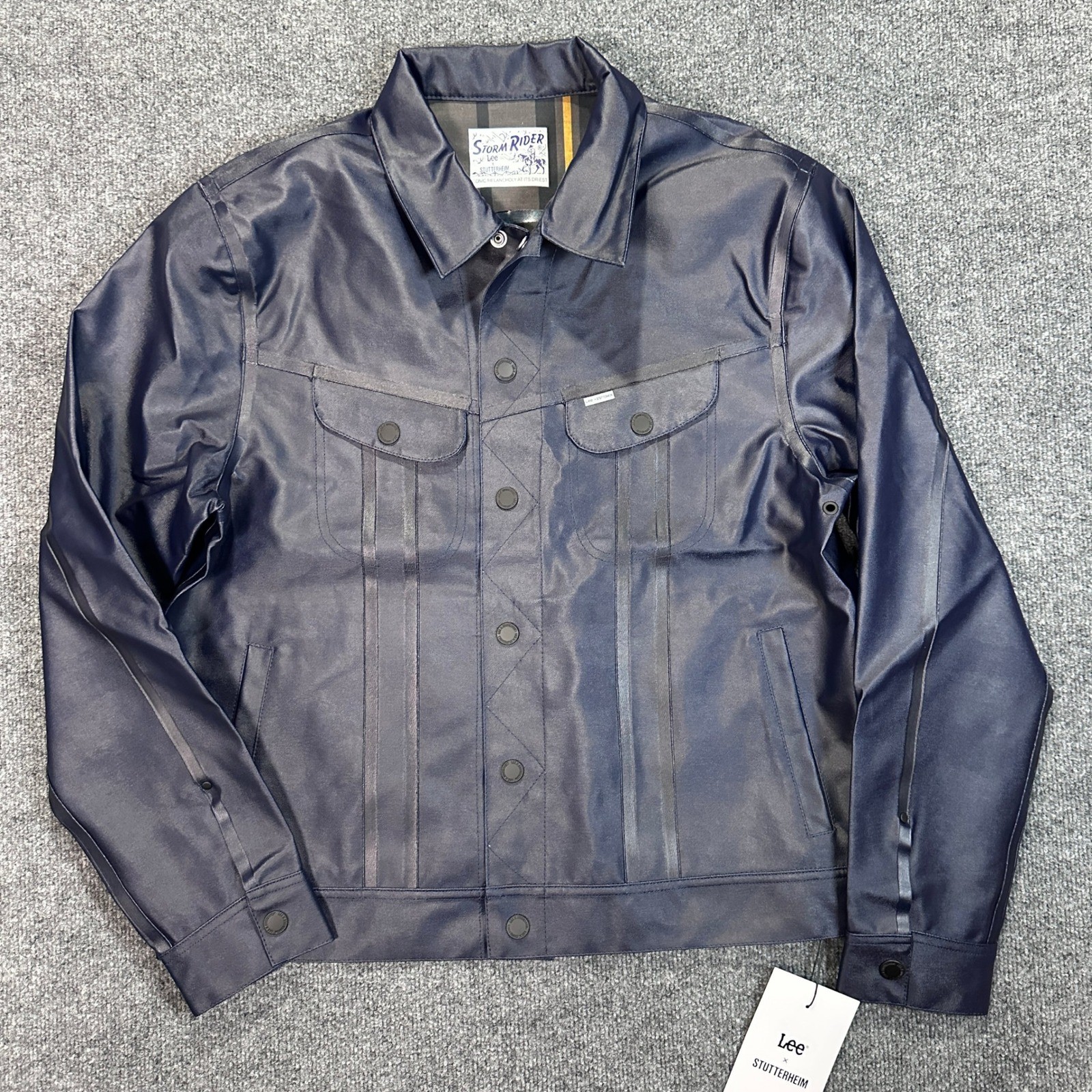 NWT Lee x Stutterheim Mens Storm Rider Jacket Aviator Navy Waterproof Raincoat L
