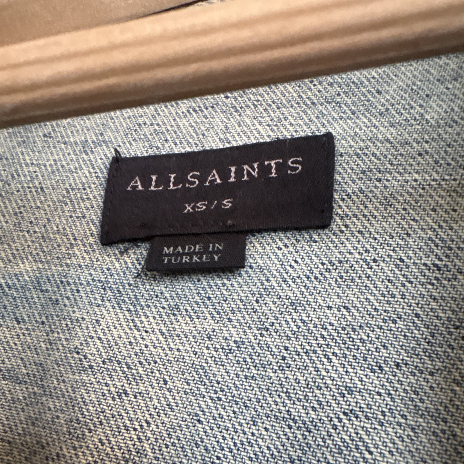 ALLSAINTS Denvi Cropped Jacket Blue/Black Long Sleeve Pockets Women XS/S