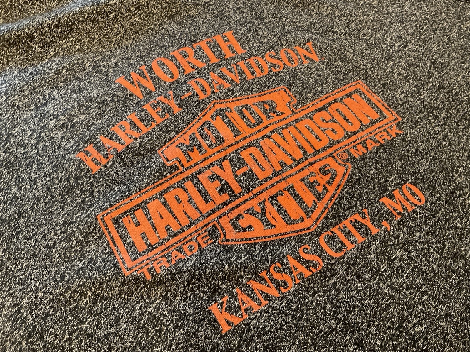 Harley Davidson Hooded Shirt L Gray Long Sleeve Pullover Hoodie Stretch Kansas