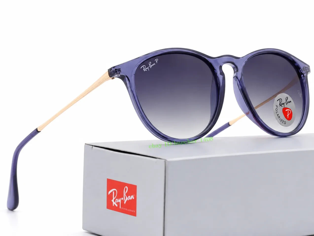 *New* RB4171 6592/T3 Erika Ray-Ban Polarized Sunglasses Grey Lenses Blue Frame