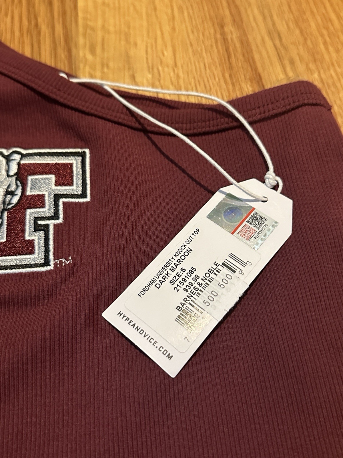 Official Fordham Merch, Hype & Vice One-Shoulder Long Sleeve Cropped Top, XS