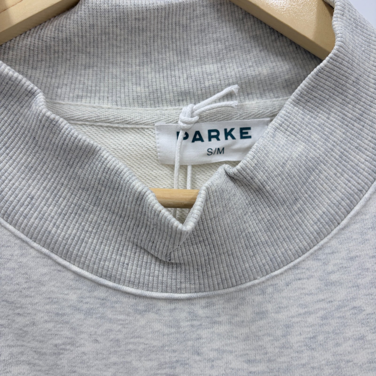 PARKE Heather Grey Mock Neck Applique Letter Sweatshirt Size S/M