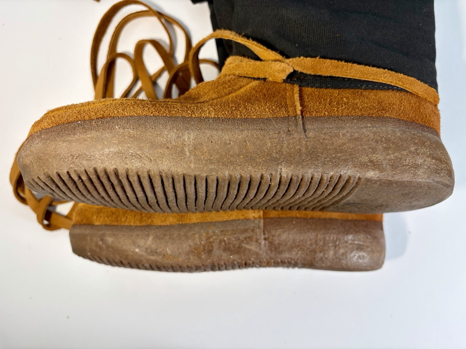 Steger Mukluks Moose Hide Leather Canvas Woman’s 10 Chestnut Black – See Notes