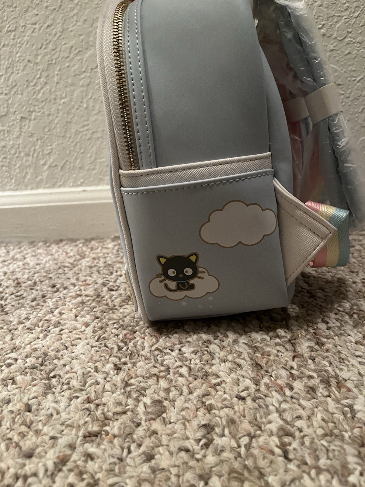 Loungefly Sanrio Mini Backpack Chococat My Melody Blue Rainbow Faux Leather