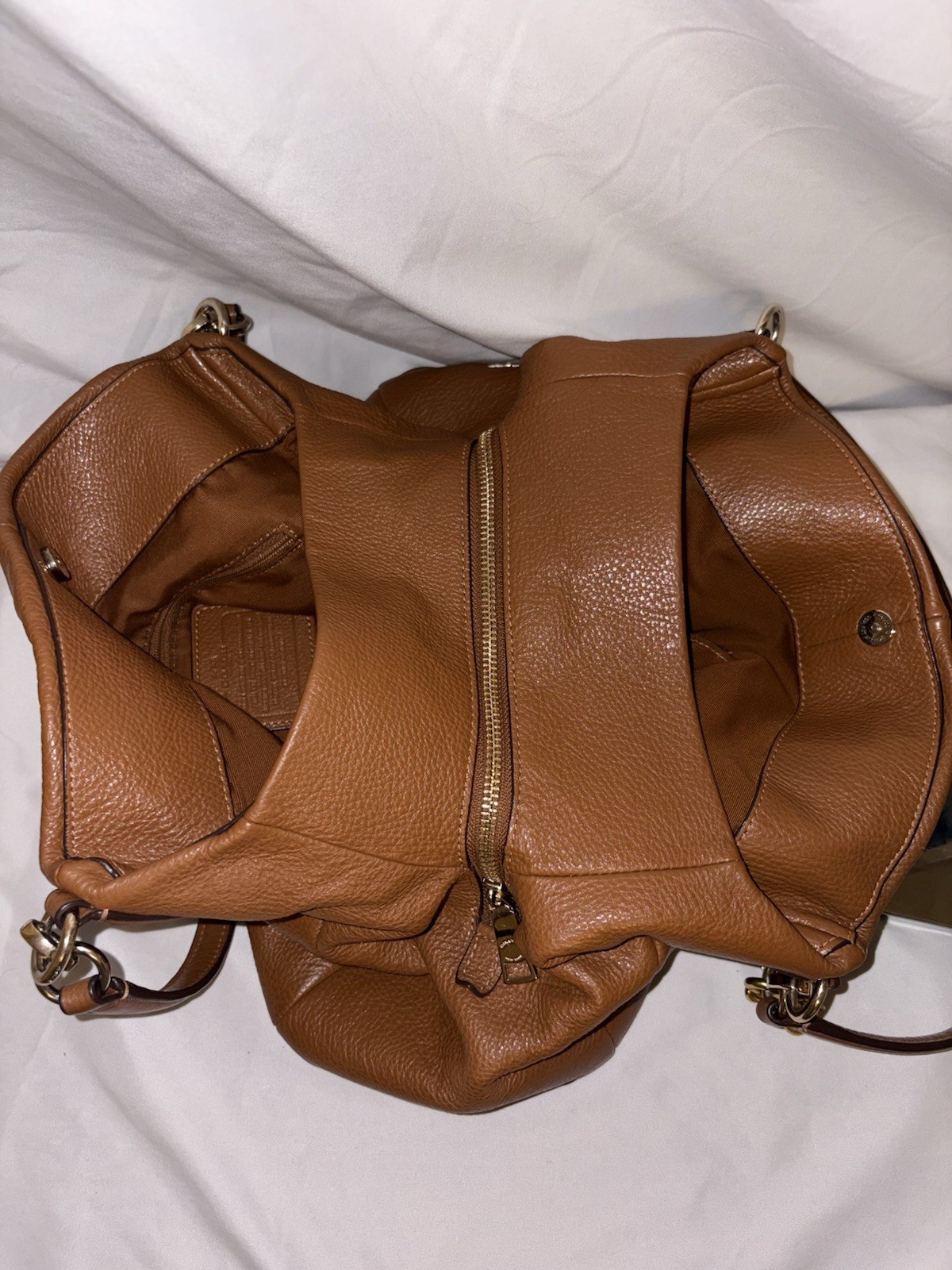 Coach Madison Phoebe Leather Shoulder Handbag Camel Brown