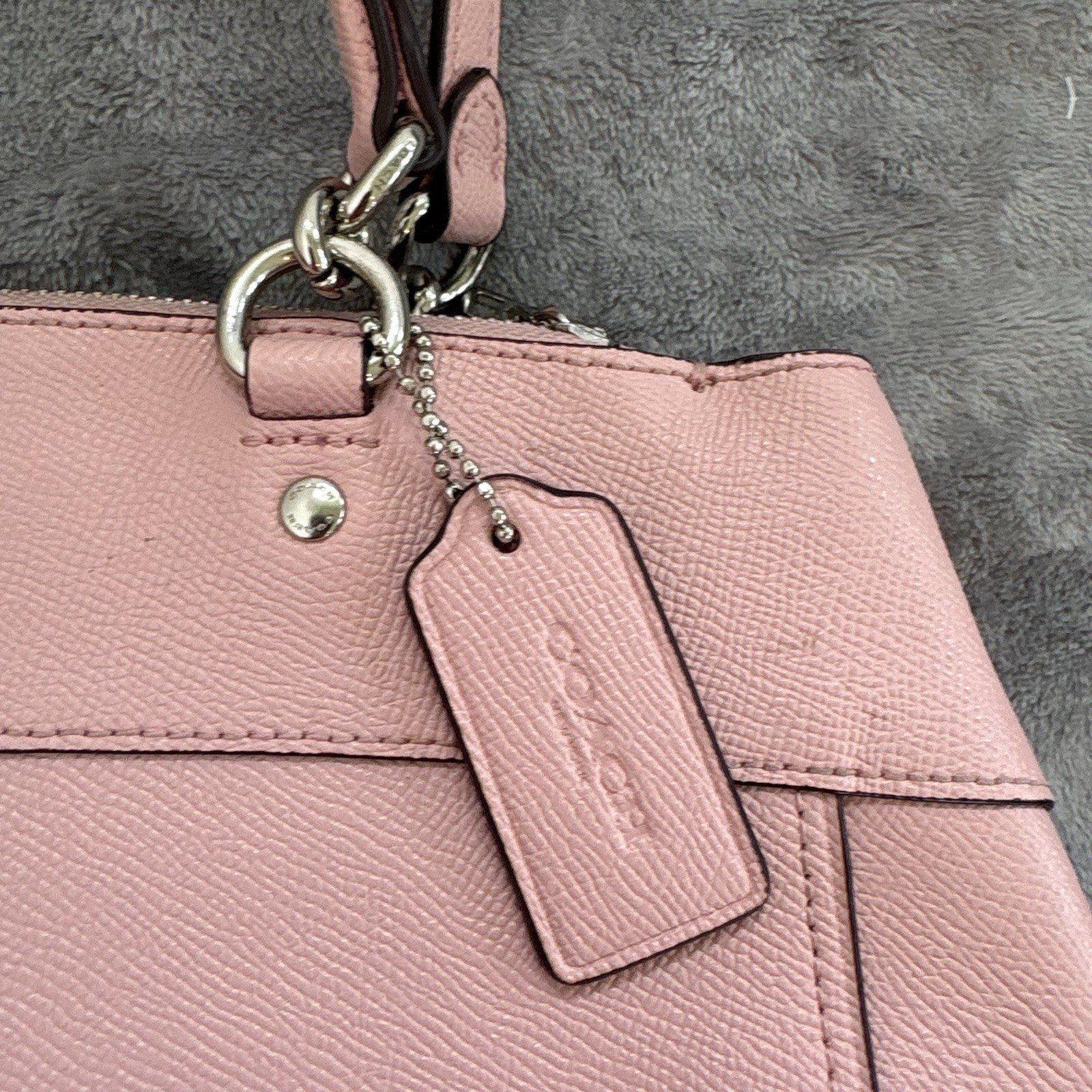 Coach Brooke Carryall Blush Pink Crossgrain Leather Satchel Bag