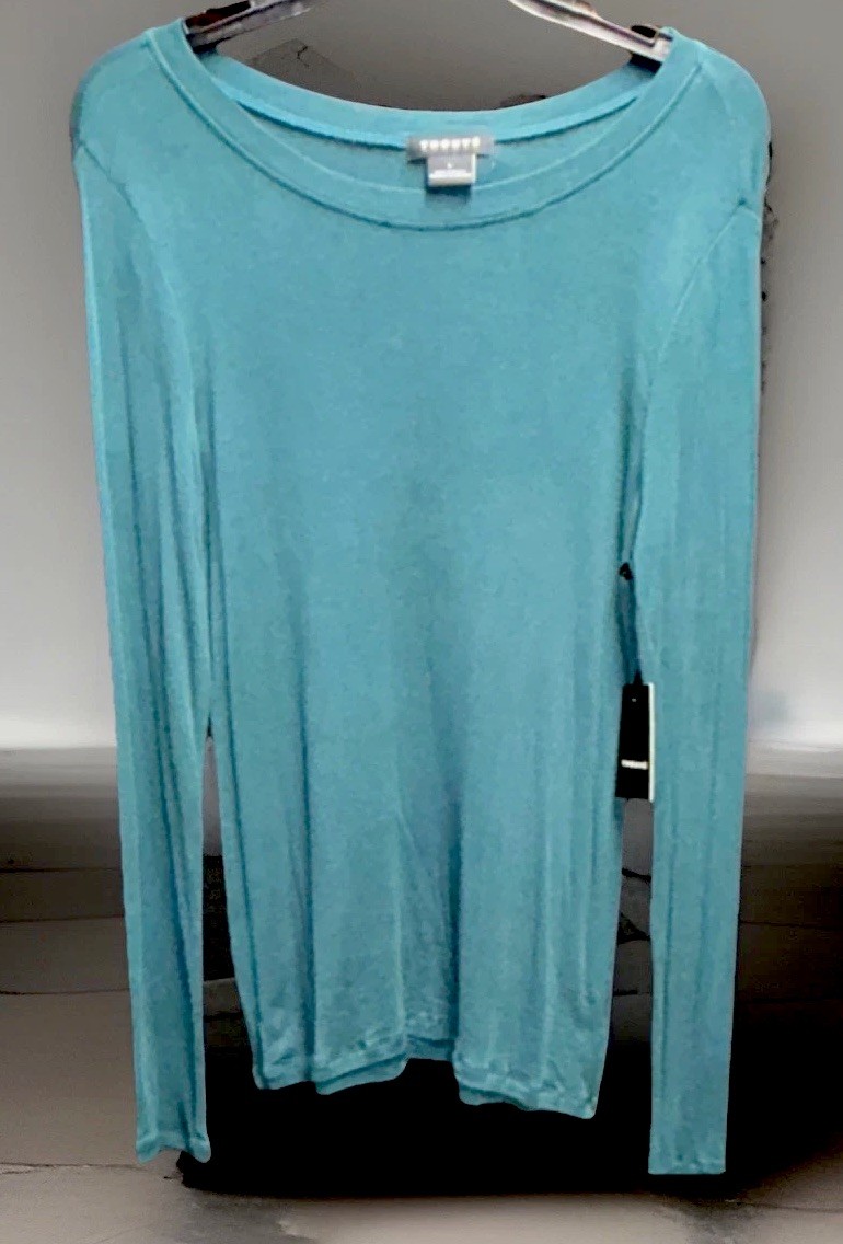 Trouvé Women’s Green Knit Long Sleeve Round Neck Pullover T-Shirt Regular L