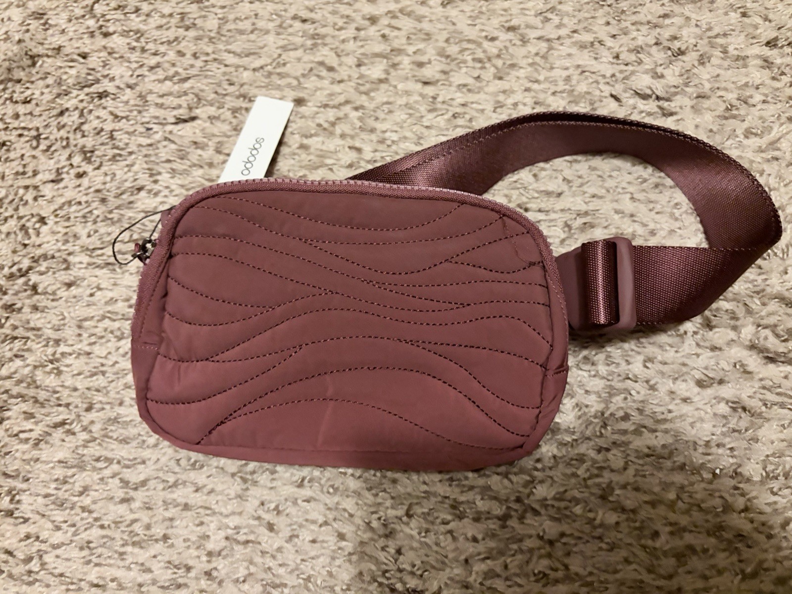 Ododos Unisex Mini Belt Bag Burgundy Adjustable Strap