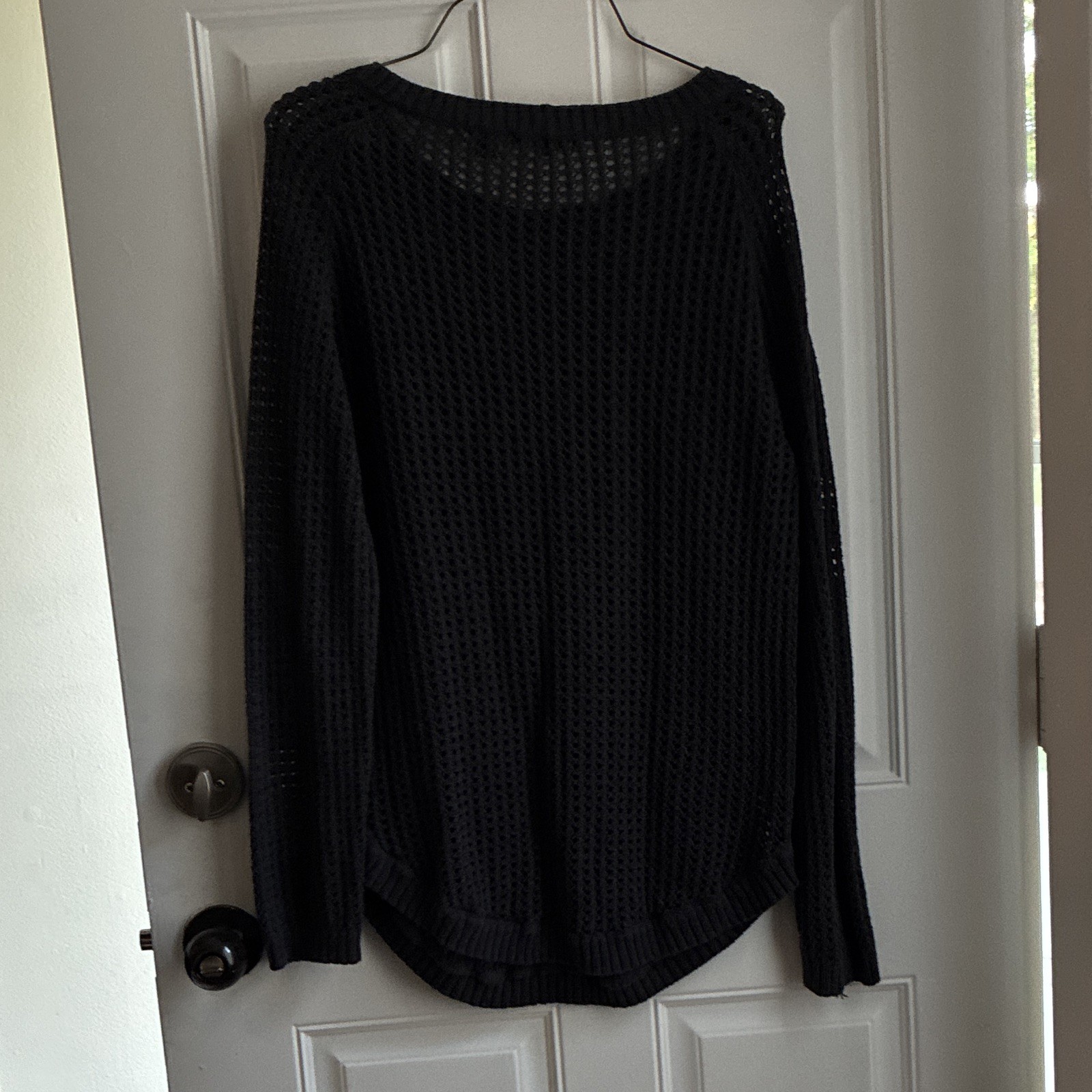 Jeanne Pierre Women’s Black Open-Knit Scoop Neck Pullover Sweater M