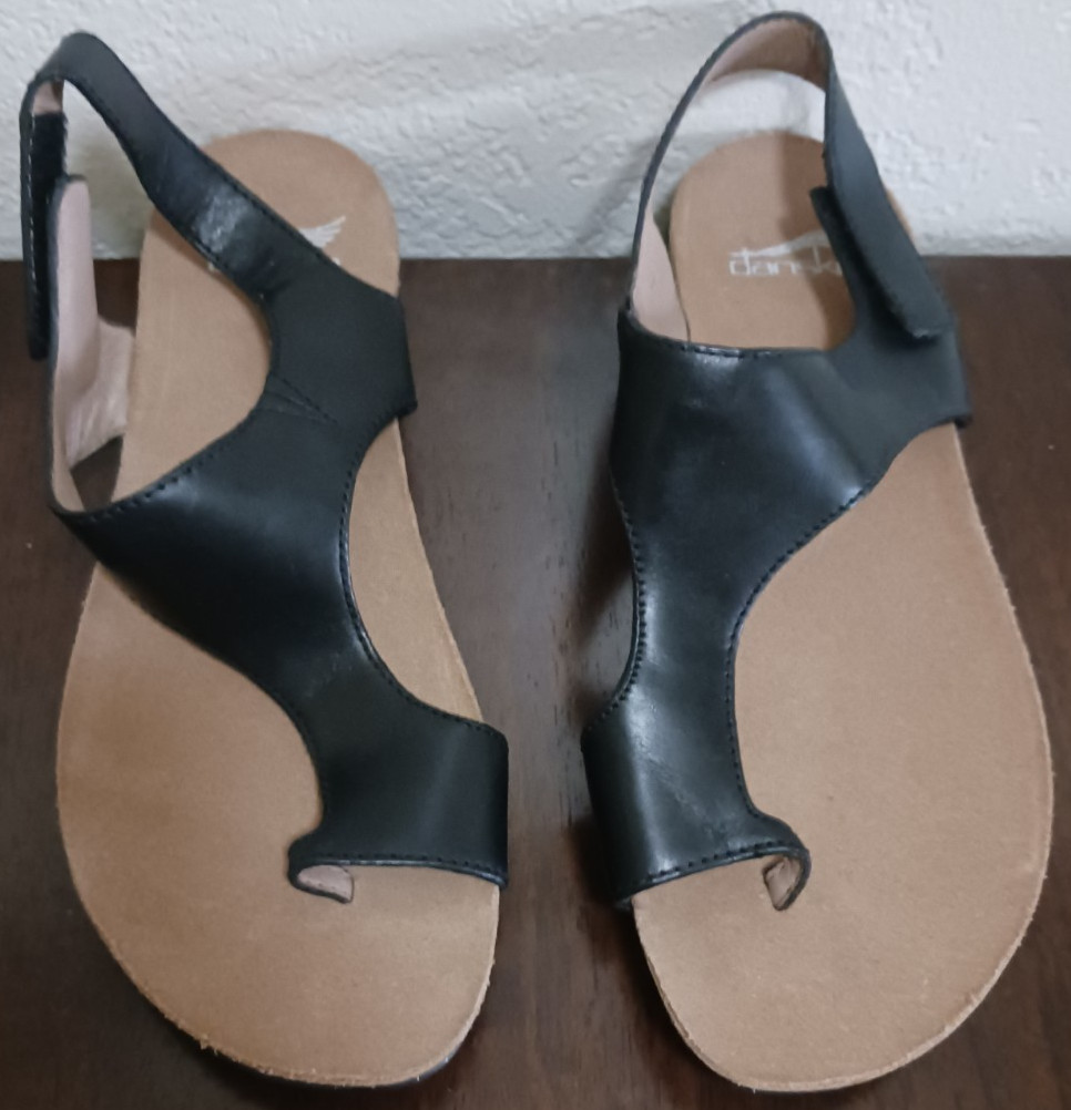 DANSKO Women’s REECE Leather Sandals Black Waxy Burnished [EU 38] US 7.5/8-NWD