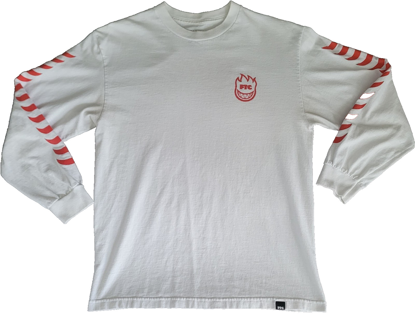 FTC X Spitfire Wheel Classic Swirl Long Sleeve Shirt White Red Men Medium Trippy