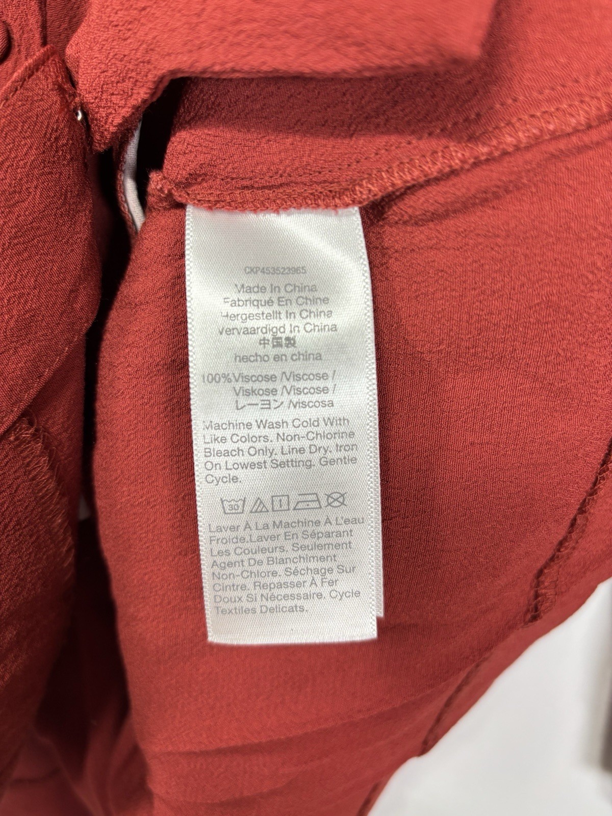 Madewell Red V-Neck Button Front Long Sleeve Shift Short Dress Viscose M