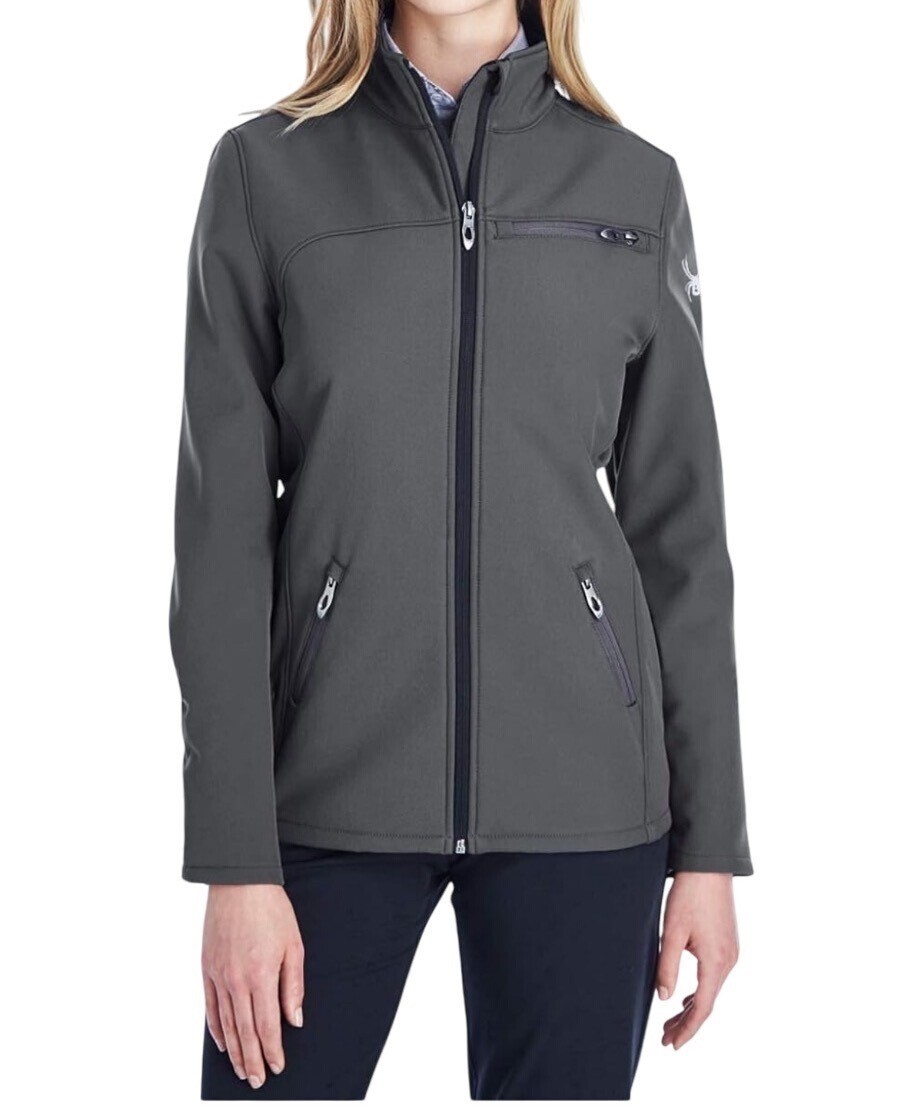 Spyder Transport Polar Gray Waterproof Softshell Zip Up Jacket Medium Pockets