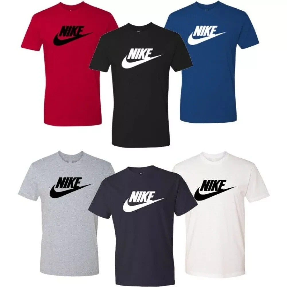 Nike 5pcs pack Mens T-Shirt Athletic Logo Swoosh Printed Active Short Sleeve Tee
