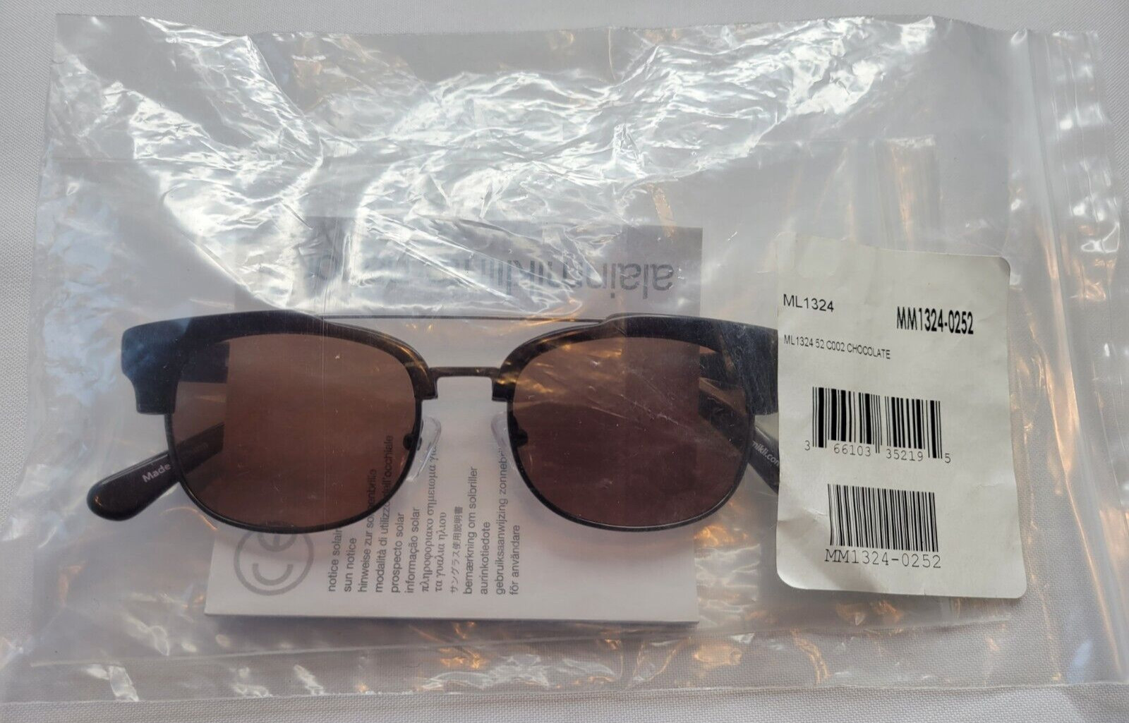 MIKLI BY ALAIN MIKLI ML1324 C002 CHOCOLATE UNISEX SUNGLASSES