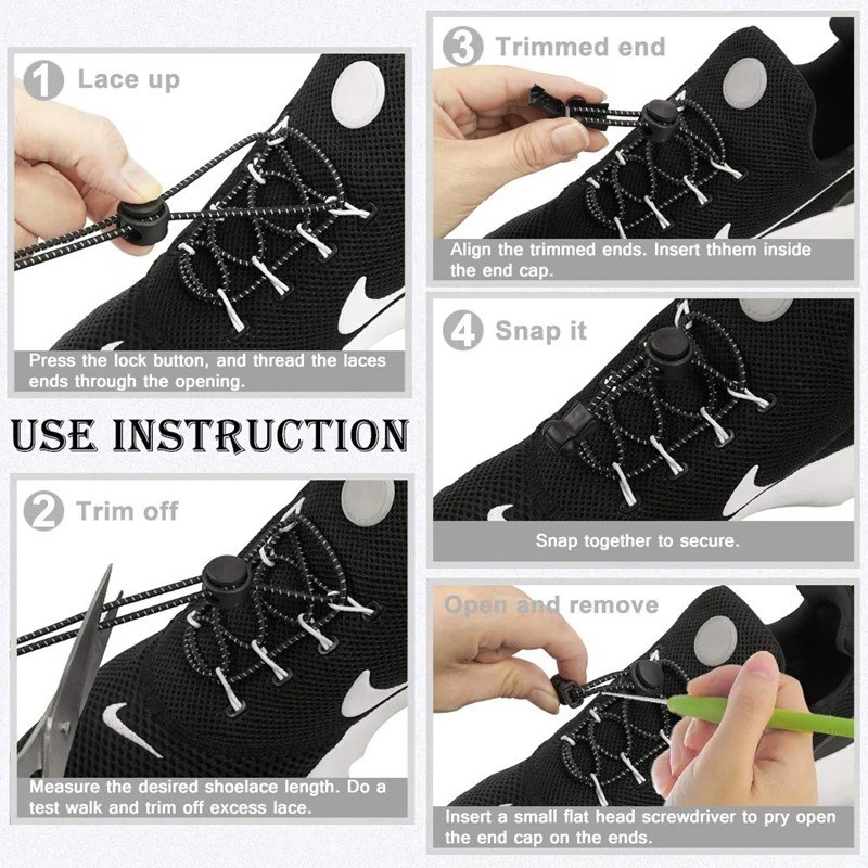 No Tie Elastic Lock Shoe Laces Rope Running Jogging Sneakers Trainer Shoelaces*