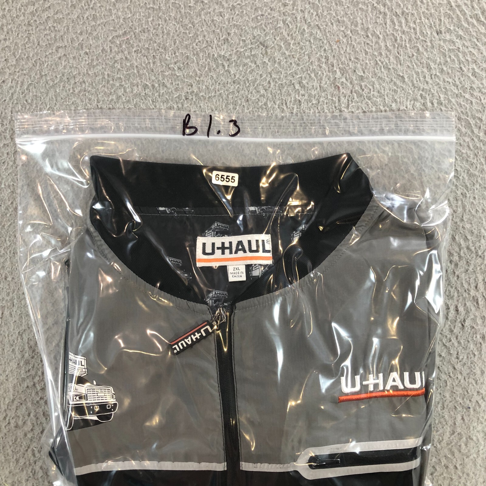 uhaul fullzip jacket mens 2XL black gray logo