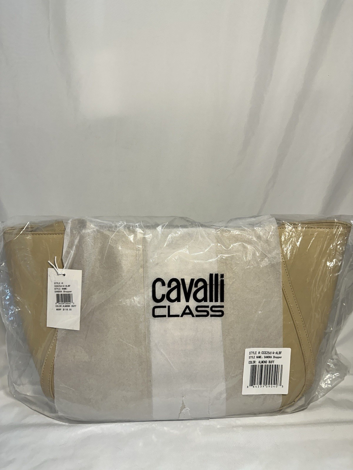 Cavalli Class Large Tote, Almond Buff Solid Logo, Gold Hardware, Double Handles