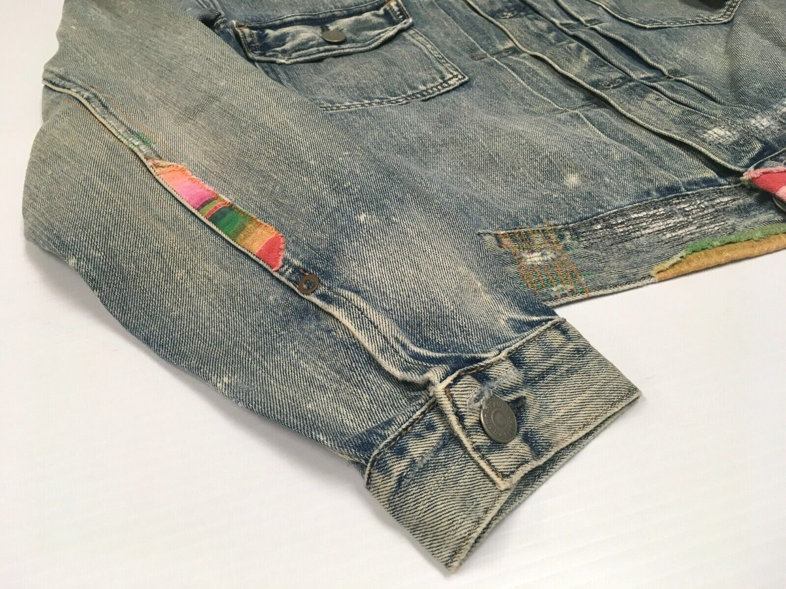 BTS Jimin Polo Ralph Lauren Repaired Patchwork Southwestern Denim Trucker Jacket