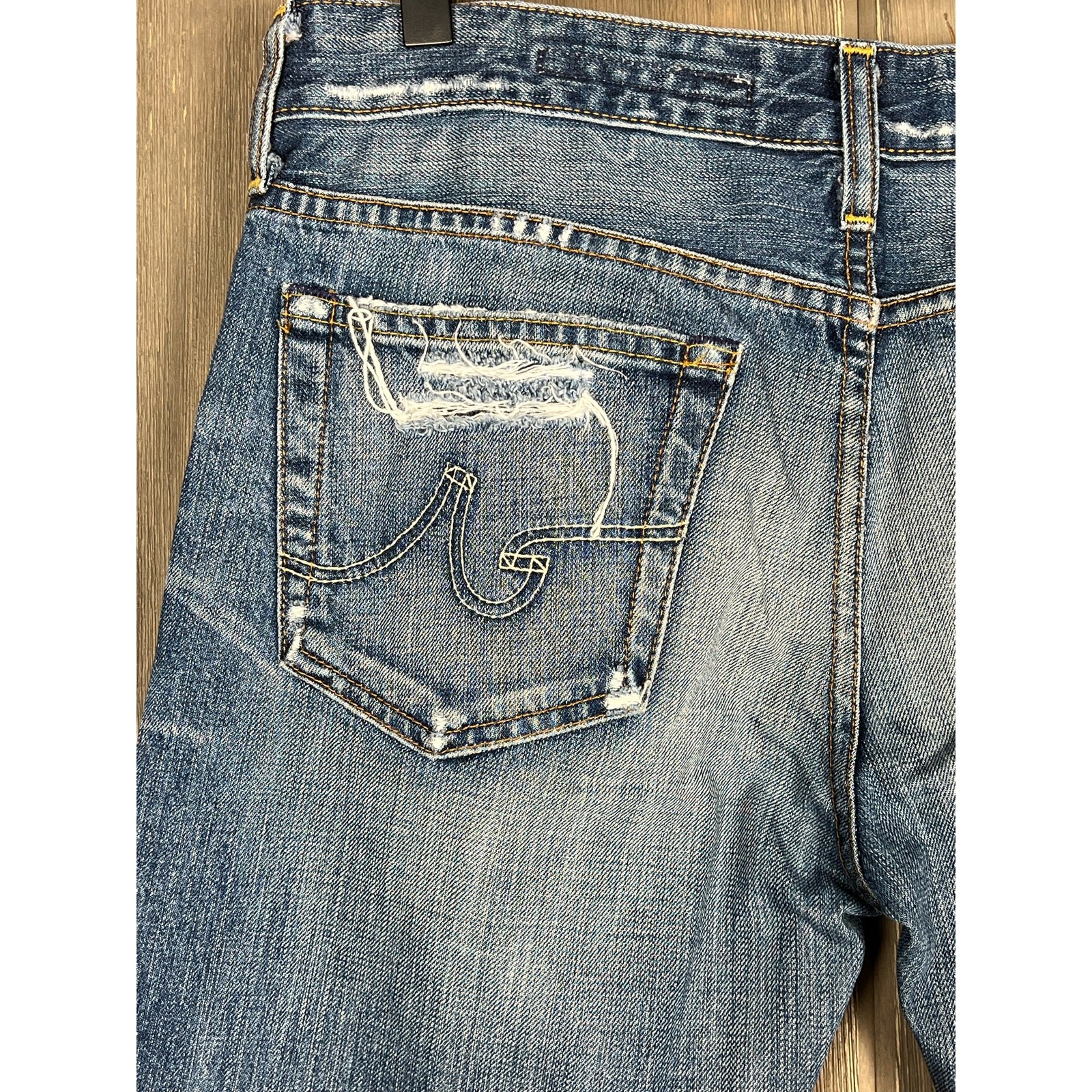 AG Adriano Goldschmied Distressed Straight Leg Jeans, 28
