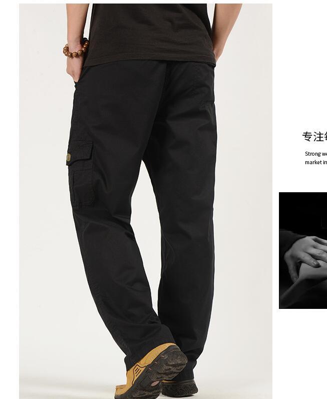 New Men Straight cargo pants middle aged Dad Loose Casual elastic Trousers Long