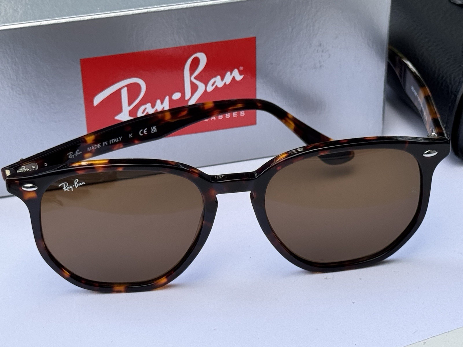 NEW Ray-Ban RB4306 710/73 Polished Light Havana/B-15 Brown Sunglasses 54mm