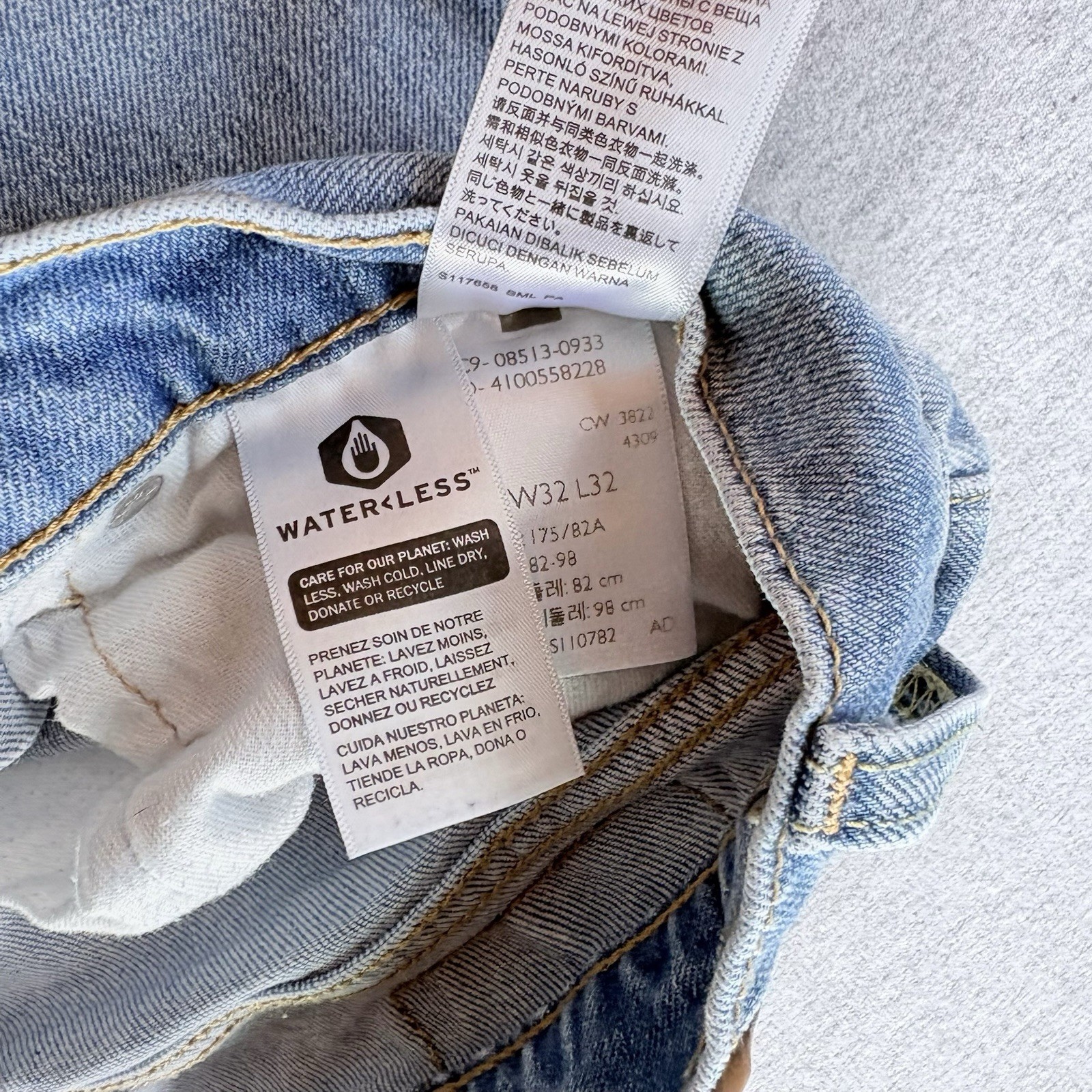 Levis 513 Slim Straight Fit Denim Blue Jeans Mens Light Wash Mens 32×32