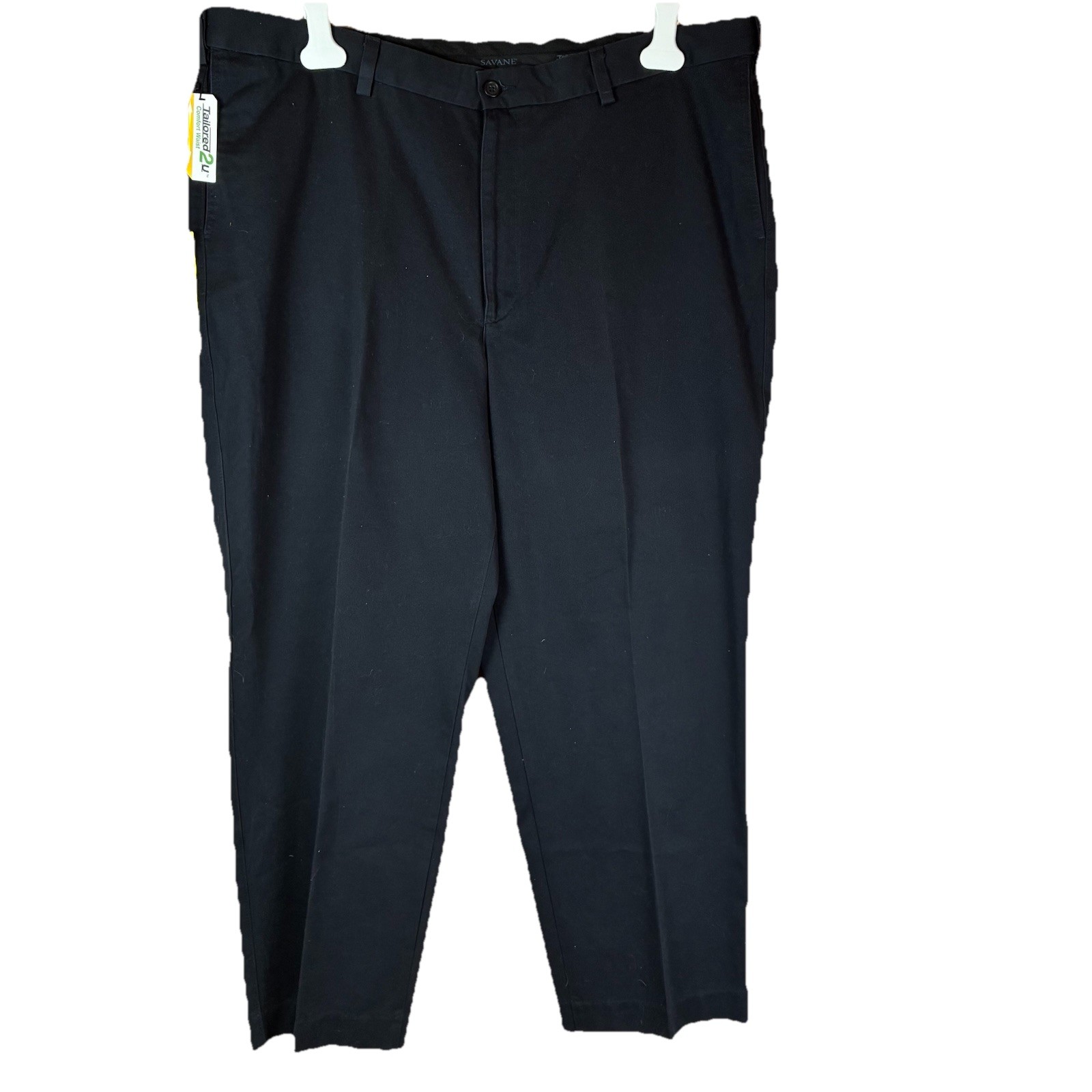 Savane Techworks Mens Straight Fit Flat Front Black Pants Size 42X29 NWT