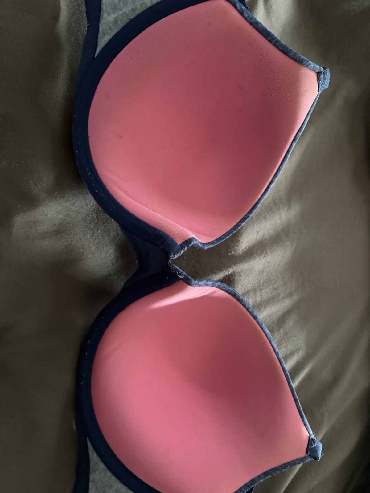 PINK Victoria’s Secret 36D T-Shirt Underwire Bra Blue Pink Logo Adjustable