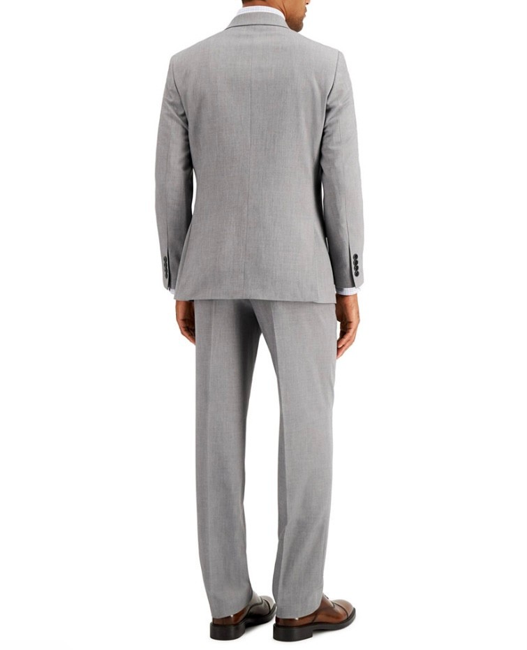$395 NEW NAUTICA Mens 44R Light Gray Stretch 2 Piece Suit With Dress Pants 38×33