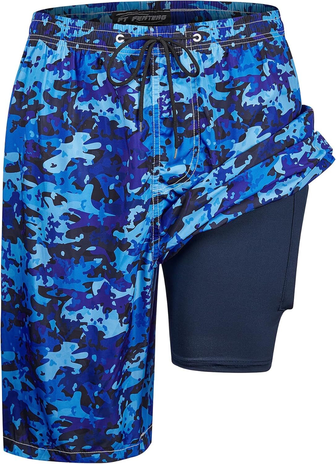 Men’s Quick Dry 2-in-1 Swim Trunks with Compression Liner Zipper Pockets Stretch