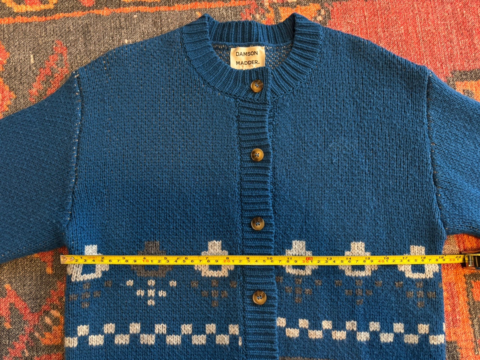 Damson Madder Romily cardigan blue with intarsia squirrel