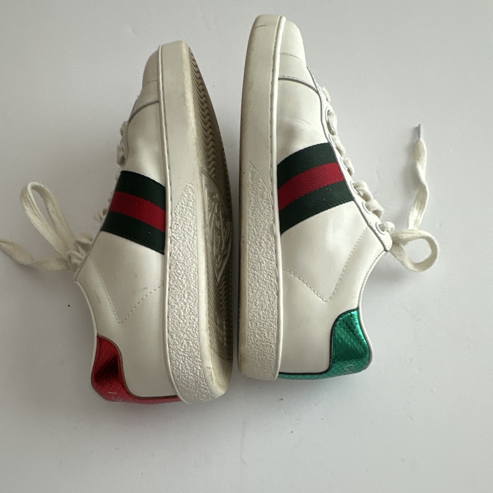 Gucci White Leather Web Stripe Logo Low Top Lace-Up Sneakers EU 37 US 6.5