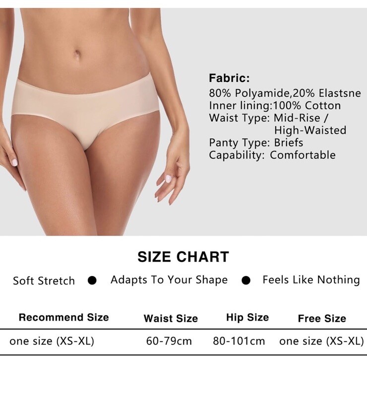 Womens Seamless Briefs Panties Soft Stretch Underwear No Panty Line Hipster 3pk