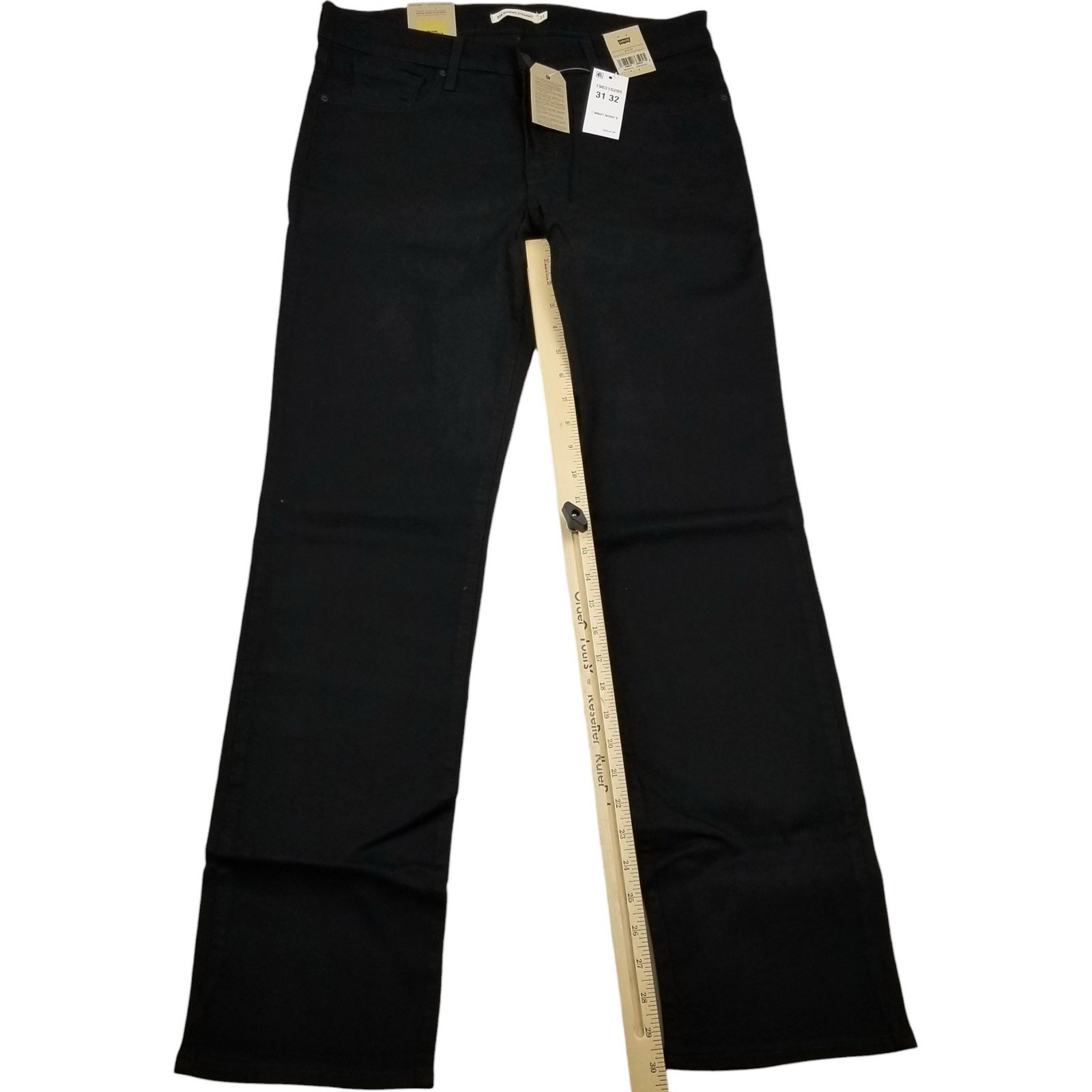Levis 314 Shaping Straight Black Wash Jeans Womens 31 x 32 New