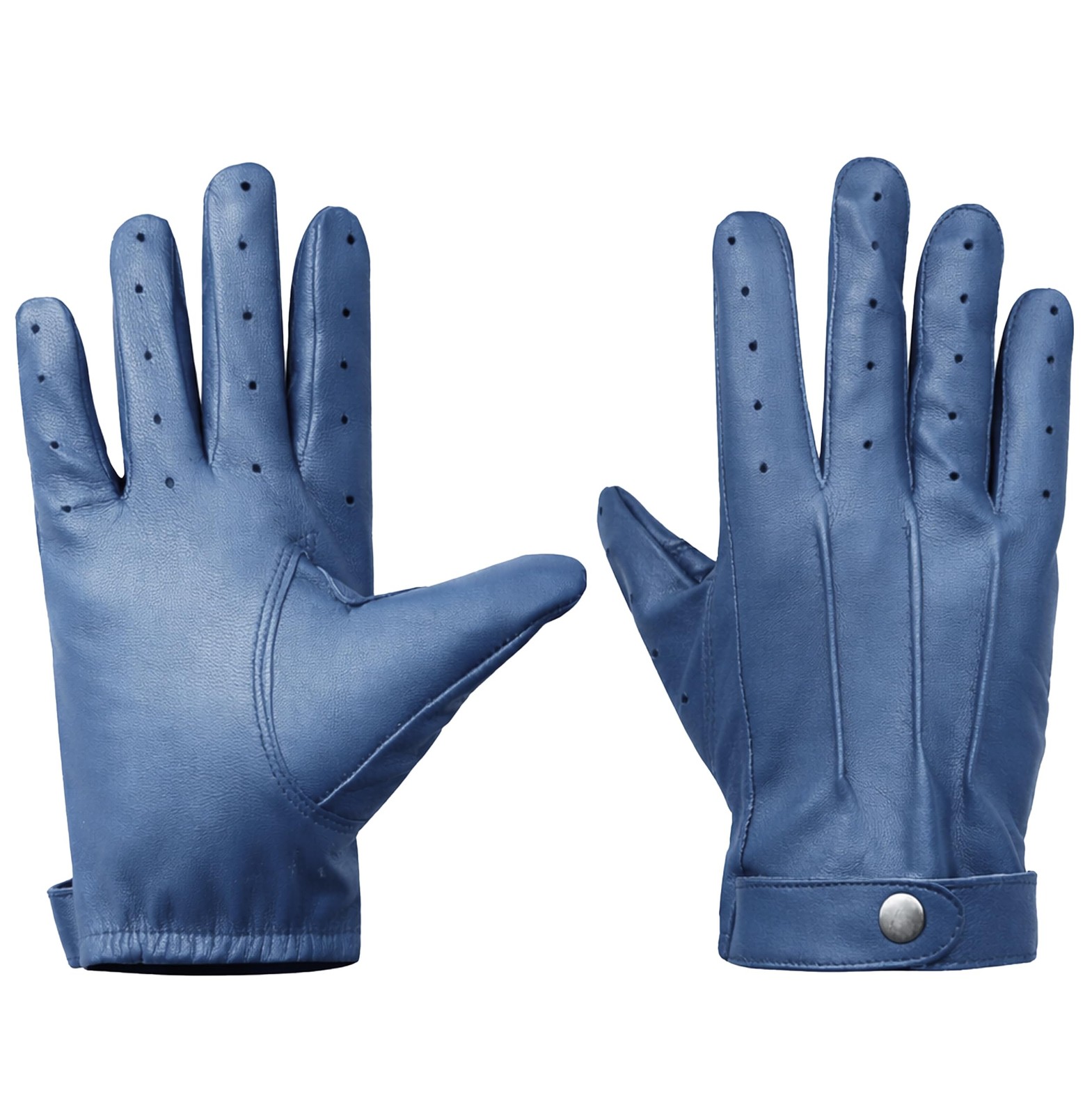 Mens Real Leather Driving Gloves Warm Winter Thin Button Down Riding Glove
