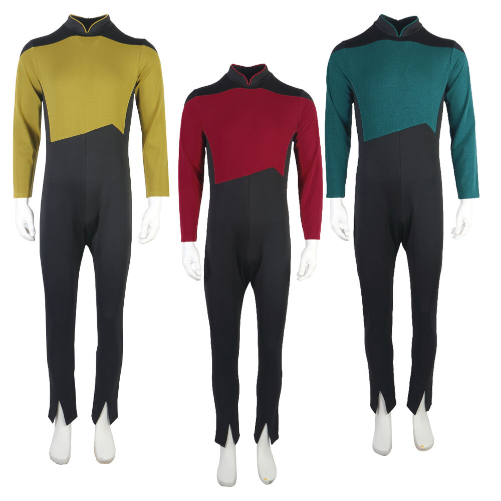 For The Next Generation Picard Red Jumpsuit TNG Data Gold Blue Uniform Costume