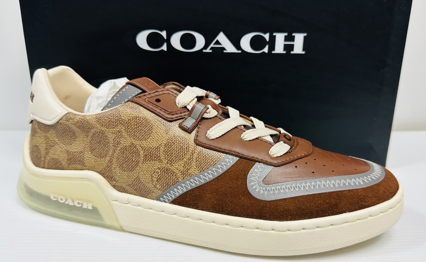 Coach Men’s Citysole Court Sneaker Brown CC Monogram Size 10