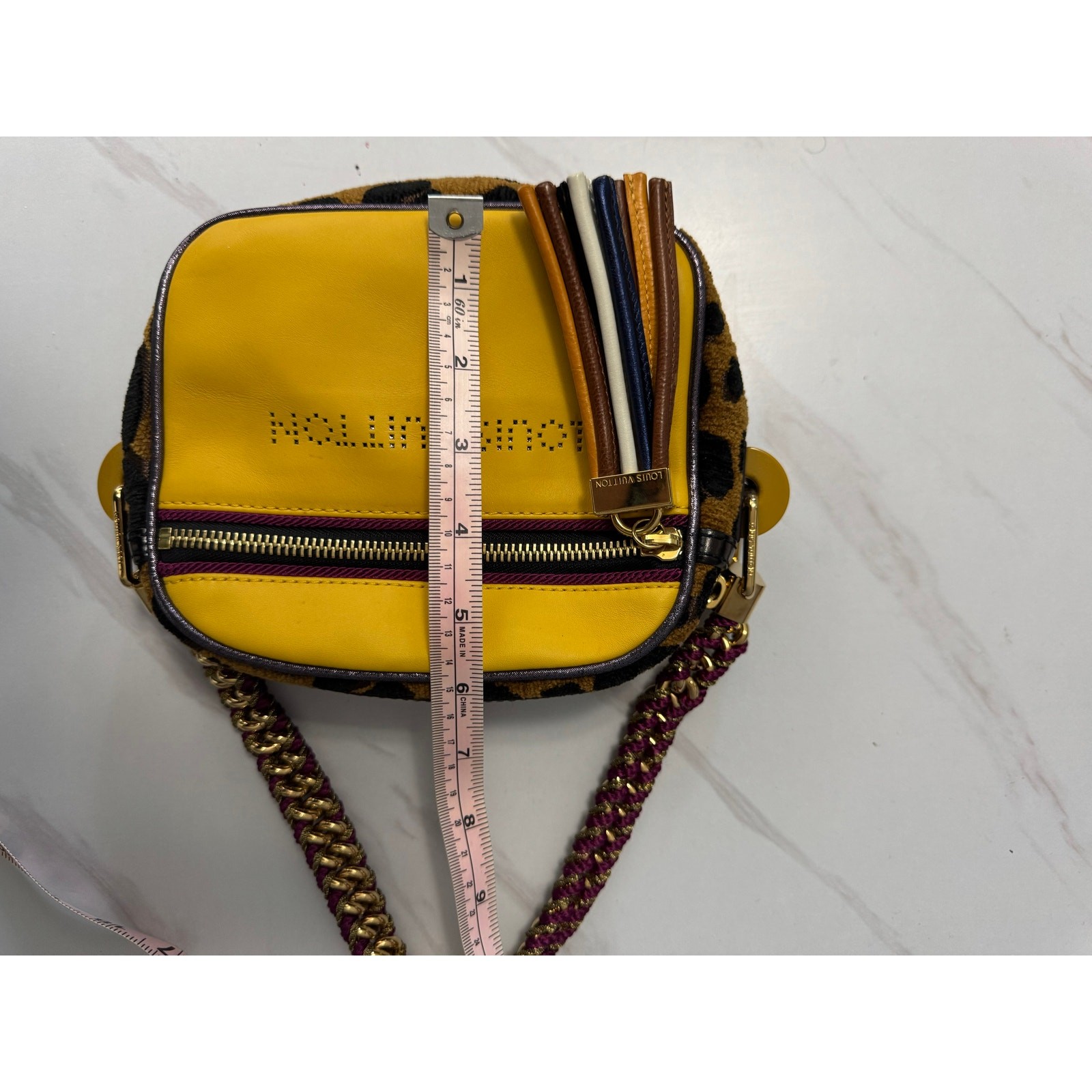 Vintage Louis Vuitton Limited Edition Savane Flight Mini Bag Yellow Leopard