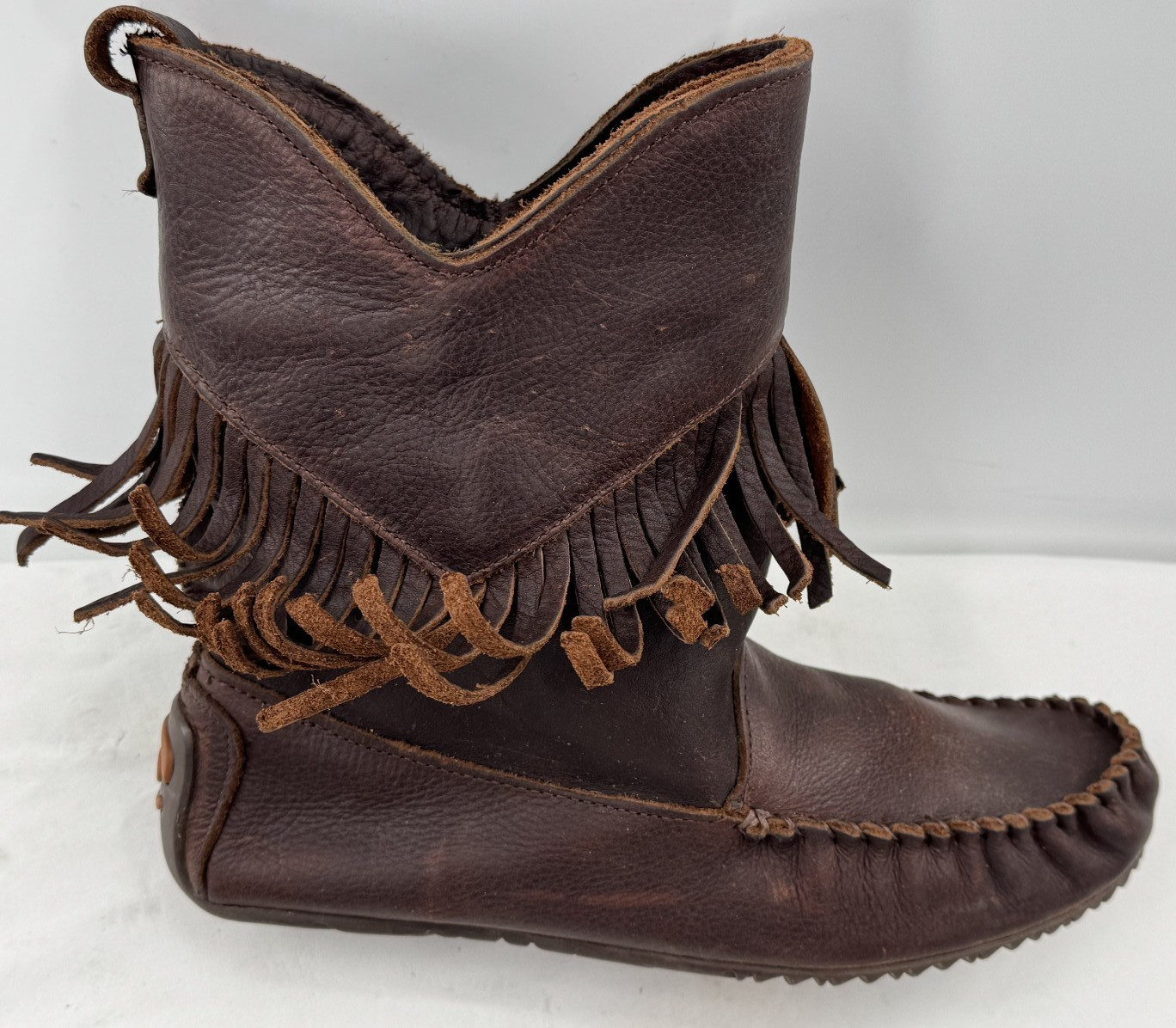 Manitobah Mukluks Indigenous Oiled Leather Dancer Boots Fringe Women’s Sz 8