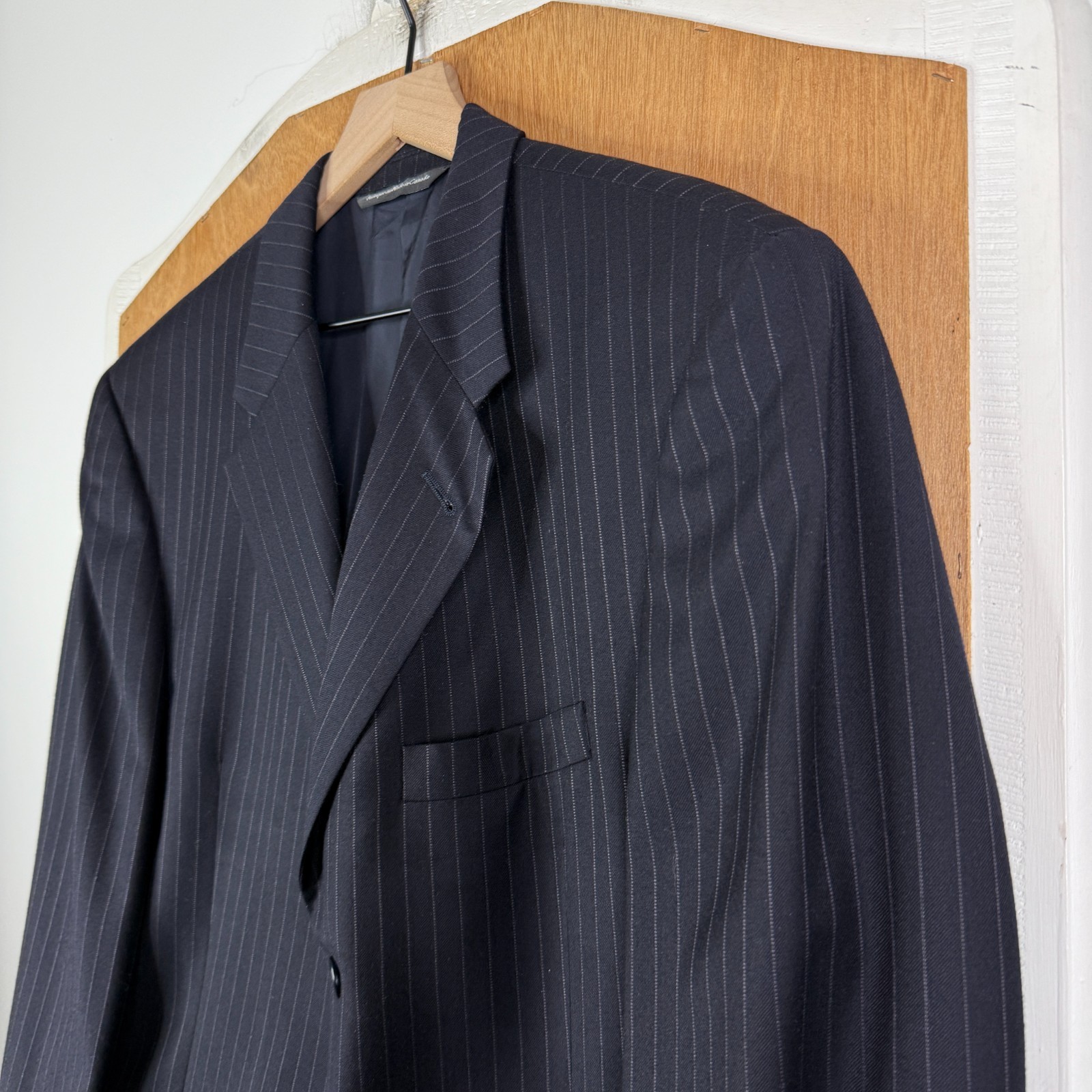 Coppley Suit Mens 42L Navy Blue Pinstripe 3 Button Ermenegildo Zegna Cloth 36×30