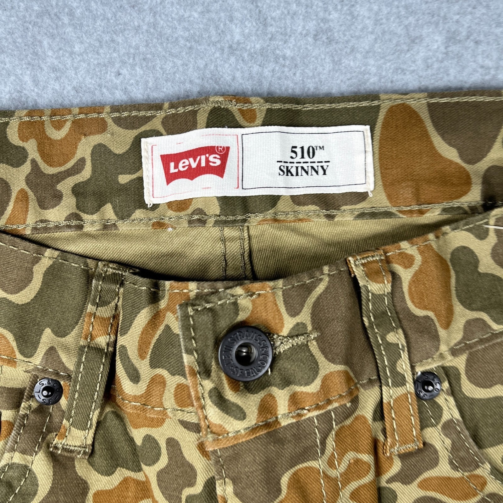 Levis 510 Skinny Womens Jeans 18 Reg Green Camoflauge 29×29