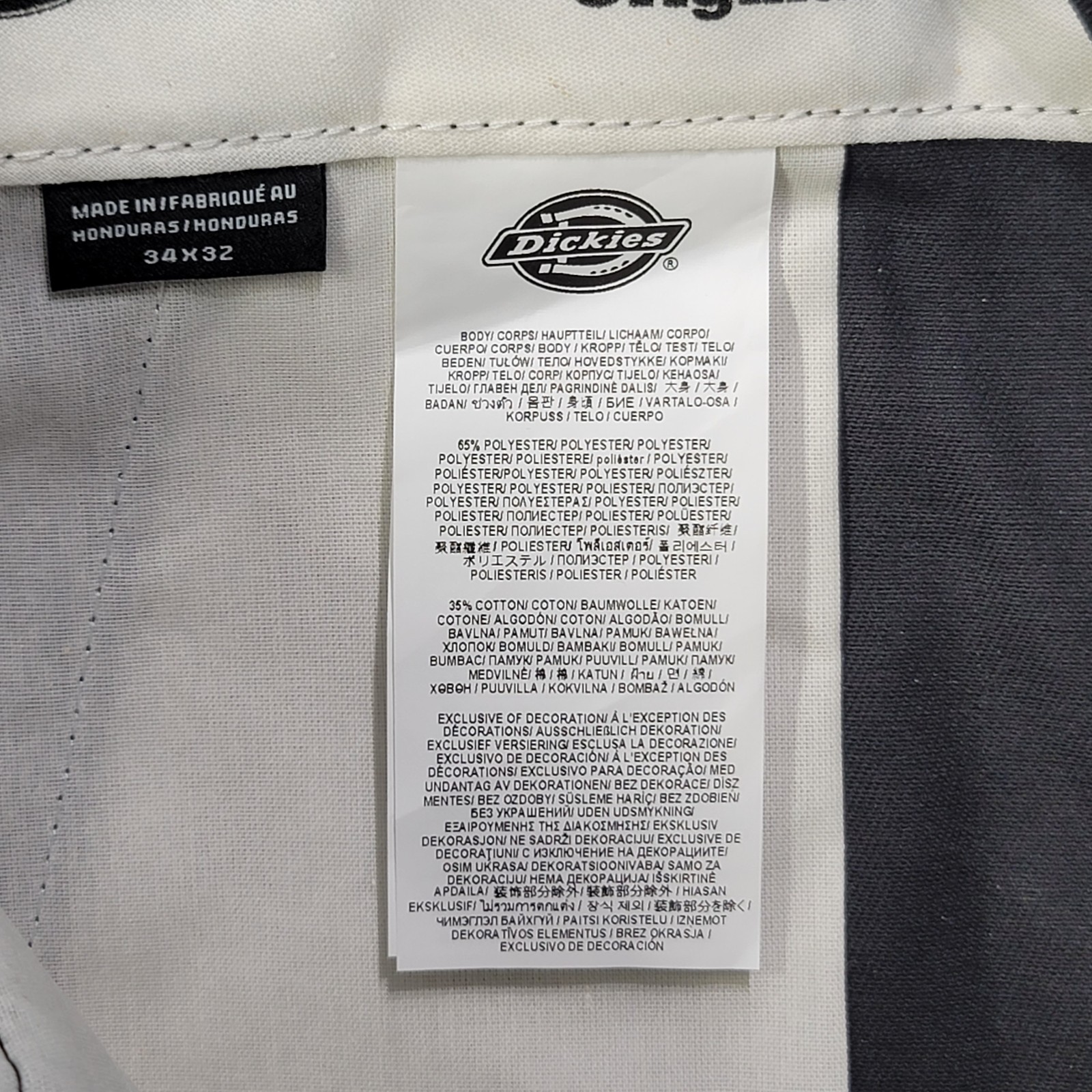 Dickies Pants Mens 34×32 Black 874 Original Fit Work Pant Straight Leg Logo NWT