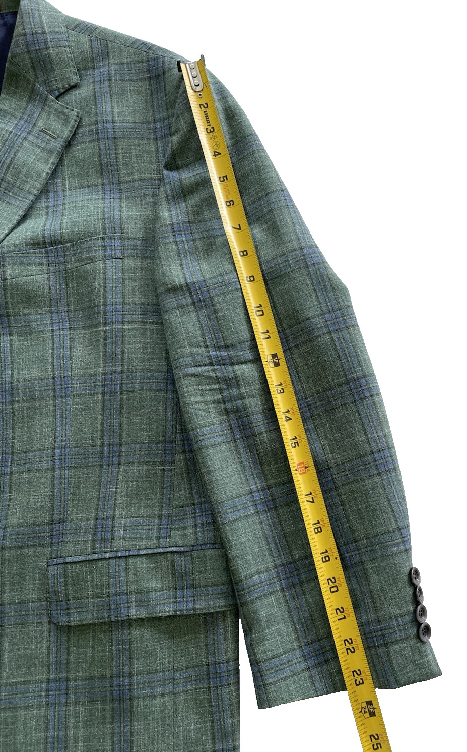 Cremieux Loro Piana Summertime Sport Coat Mens 48R Plaid Green Wool Silk Linen