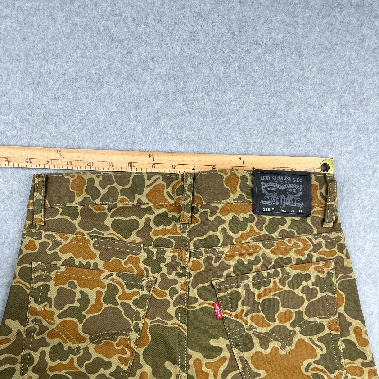 Levis 510 Skinny Womens Jeans 18 Reg Green Camoflauge 29×29